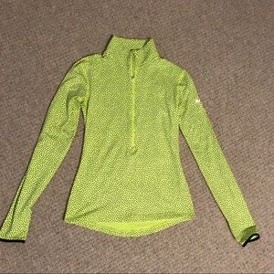Small Nike Dri Fit PRO Hyperwarm Half Zip Neon Green and black polka dot